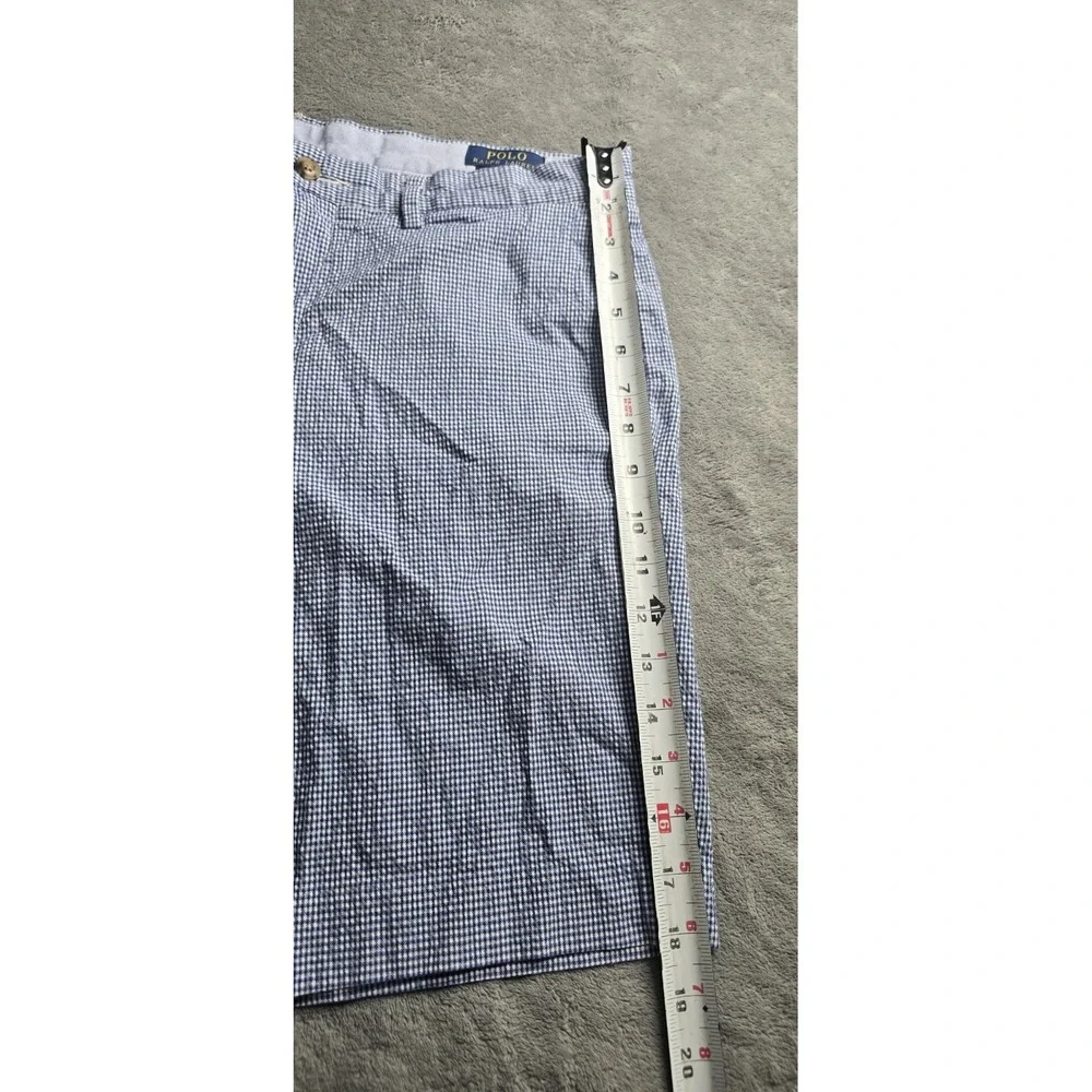 Polo Ralph Lauren Shorts Men 30 (32) Blue White Check Stretch Classic Flesh Pony